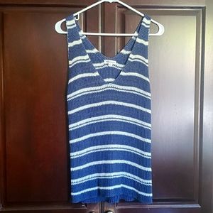 Newbury Kustom Blue and White Stripe Knit Top XXL